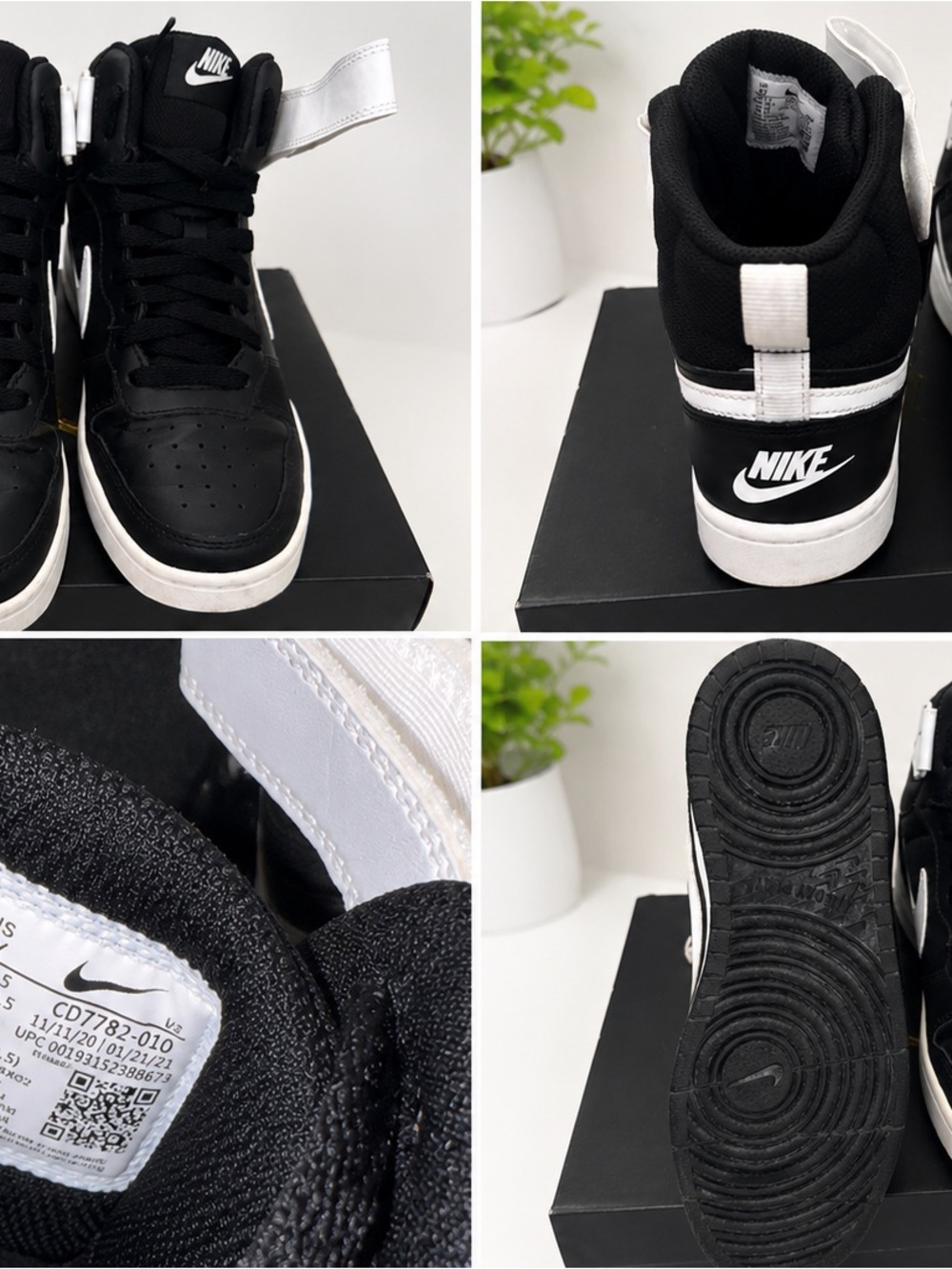 Nike Kids Black and White High-Top Sneakers with Strap